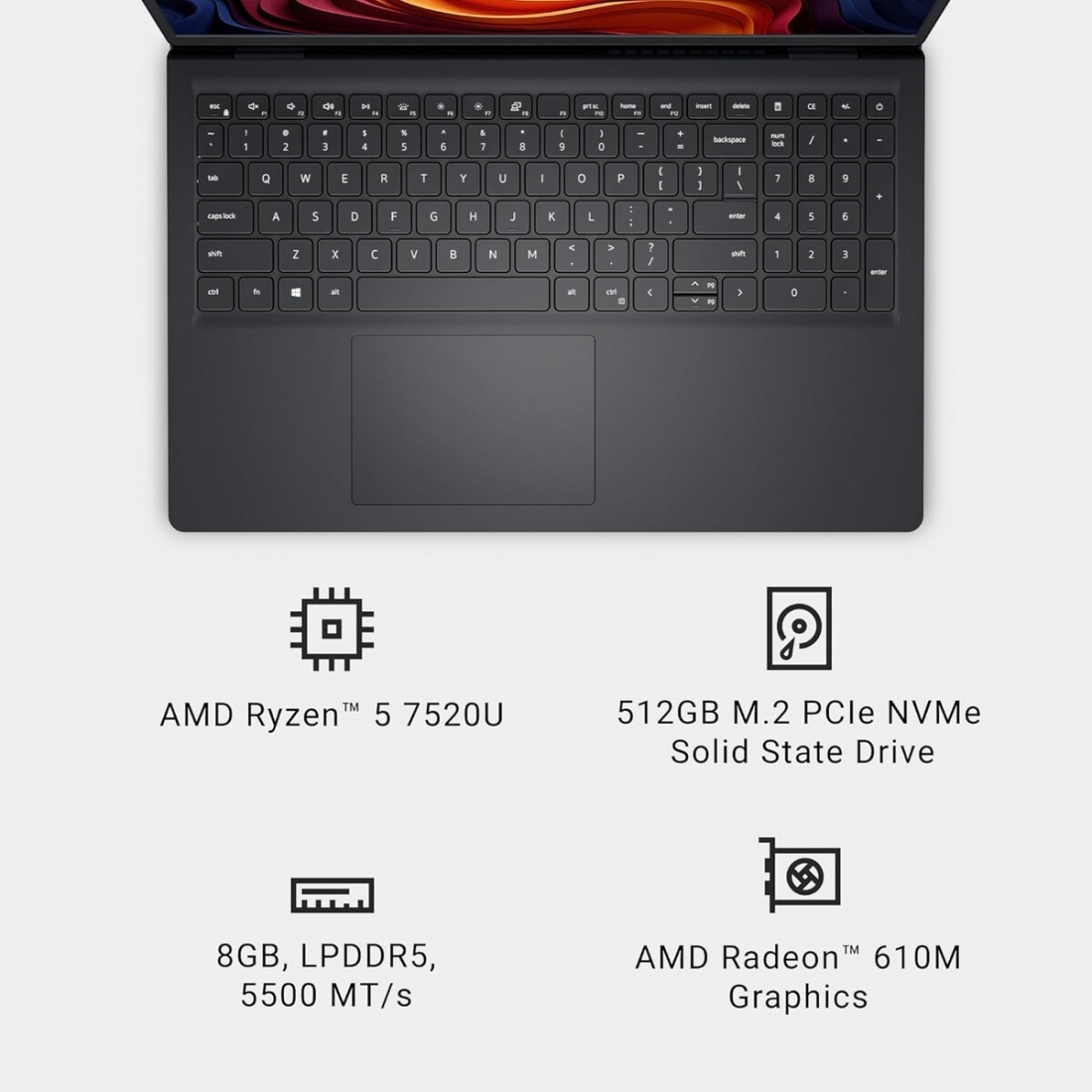 T�tulo: Notebook Dell 15 DC15255 Ryzen 5 8GB 512GB