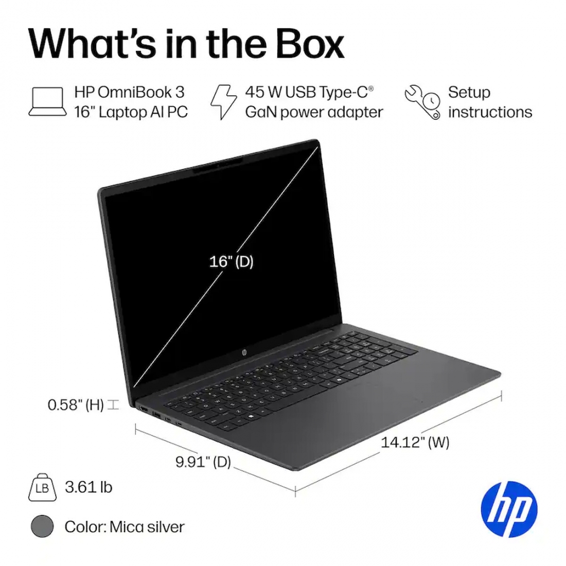 HP OmniBook 3 16 2K Touchscreen Laptop - Intel Core Ultra 5  - 8GB Ram