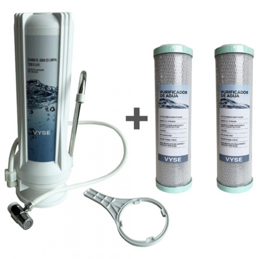 Purificador De Agua Sobremesada BLANCO +2 Repuestos Extras