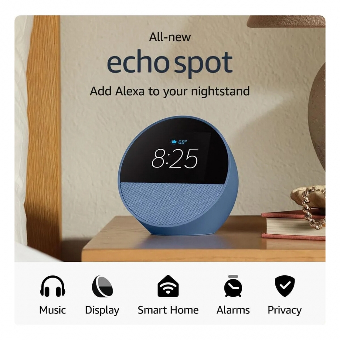 Amazon Echo Spot (2024 release) - Ocean Blue