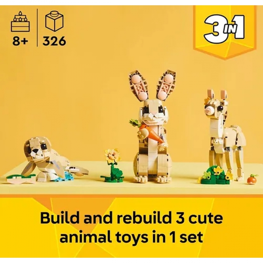 LEGO - Creator 3 in 1 Cute Bunny Building Toy Set 31162