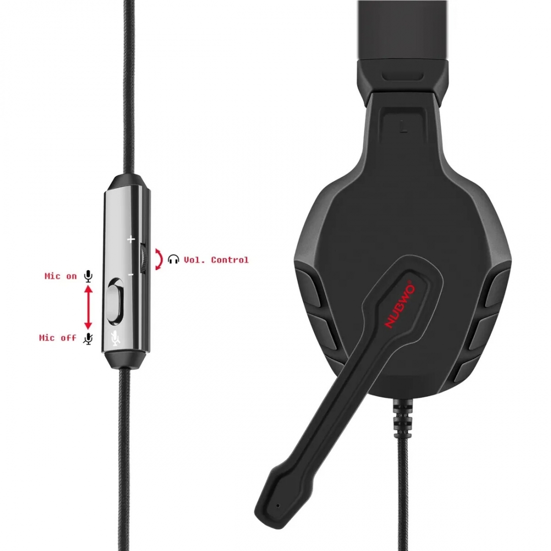 NUBWO U3 3.5mm Gaming Headset -  Over Ear Flexible Microphone Volume C