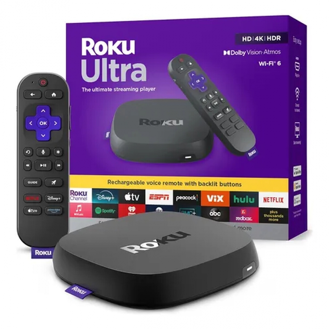 Roku Ultra 2022 4K/HDR/Dolby Vision c/ controle por voz