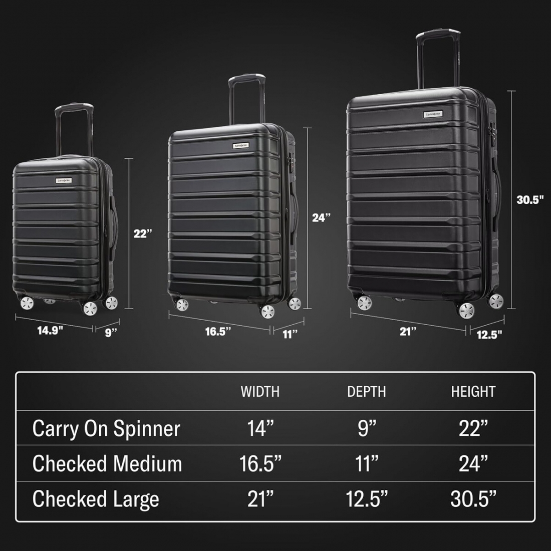 Samsonite Omni 2 Hardside Expandable Luggage with Spinner Wheels, 3-Pi