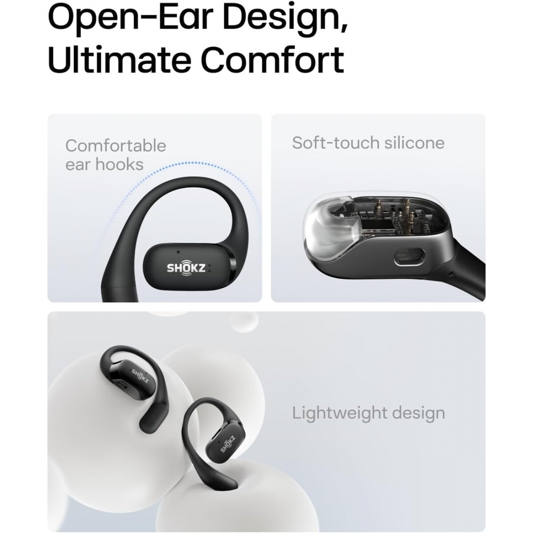 Shokz OpenFit Open-Ear True Wireless Earbuds - Black