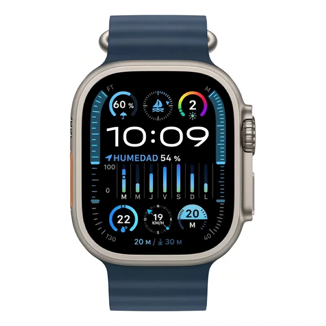 Apple Watch Ultra 2 (GPS+Cel) - 49mm Titanium Case, Navy Ocean Band, N