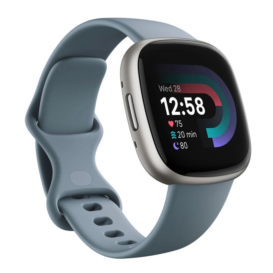 Fitbit Versa 4 Fitness Smartwatch - Waterfall Blue/Platinum (S & L Ban