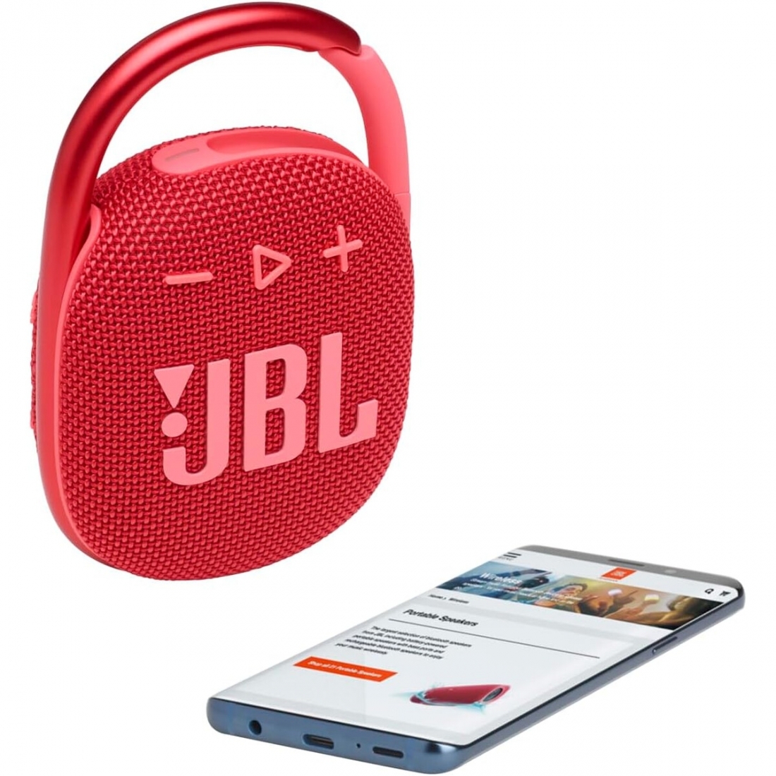 JBL Clip 4 - Portable Waterproof Wireless Speaker, Red, P/N: JBLCLIP4R