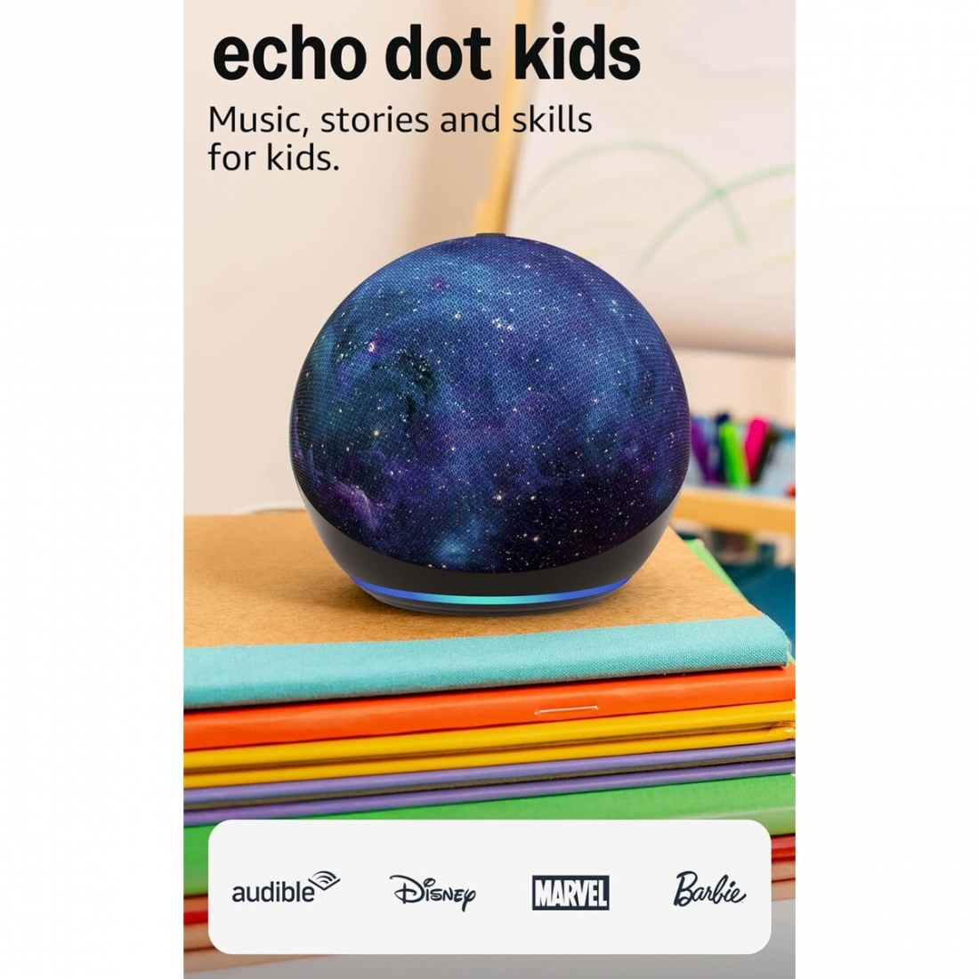 Amazon Echo Dot Kids, Includes 1 Year of Amazon Kids+, Stardust