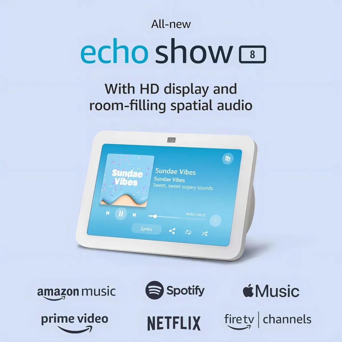 Amazon Echo Show 8 Smart Display with Alexa (3rd Gen) - White - B0BLS3