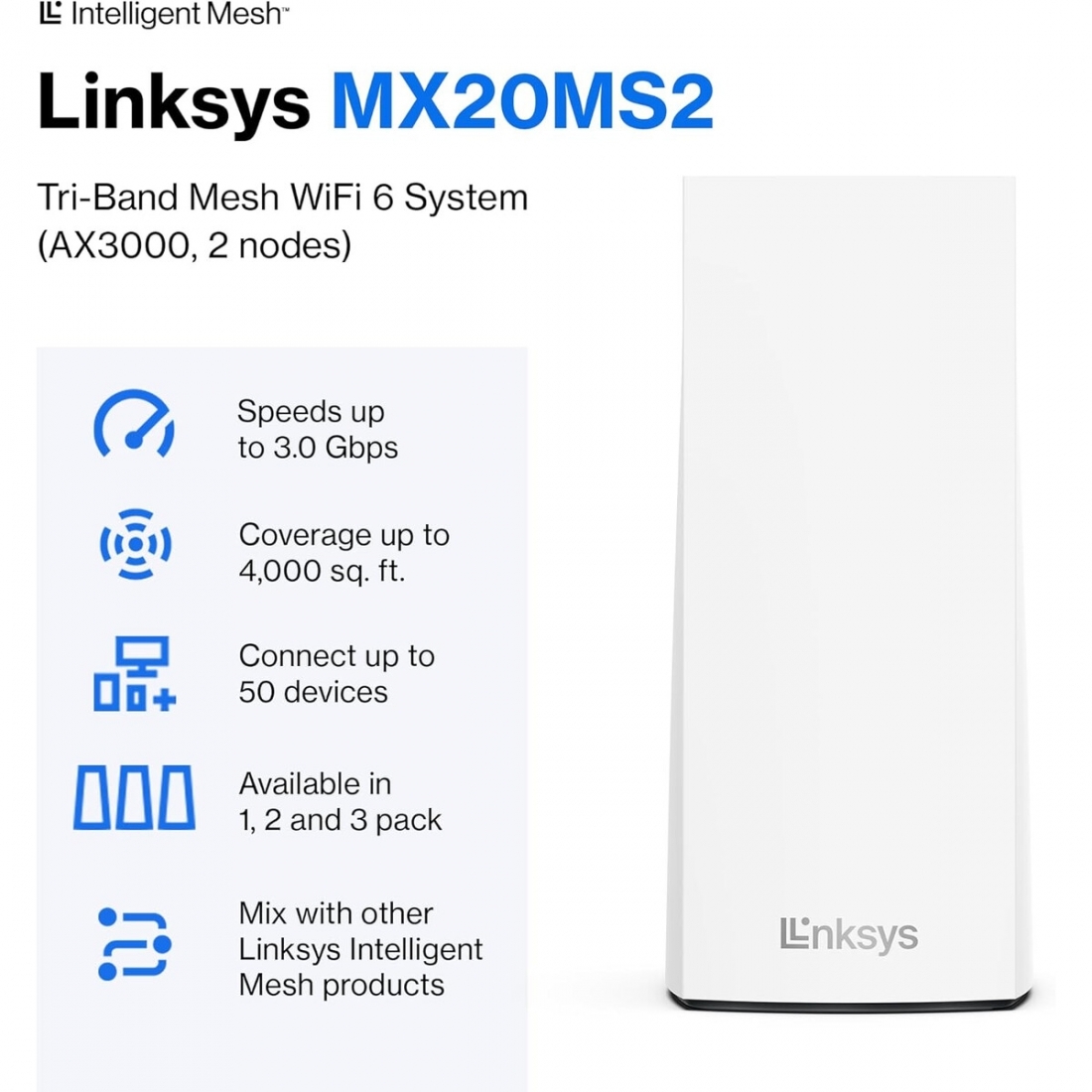 Linksys Atlas 6 Dual Band Mesh WiFi 6 2PK AX3000