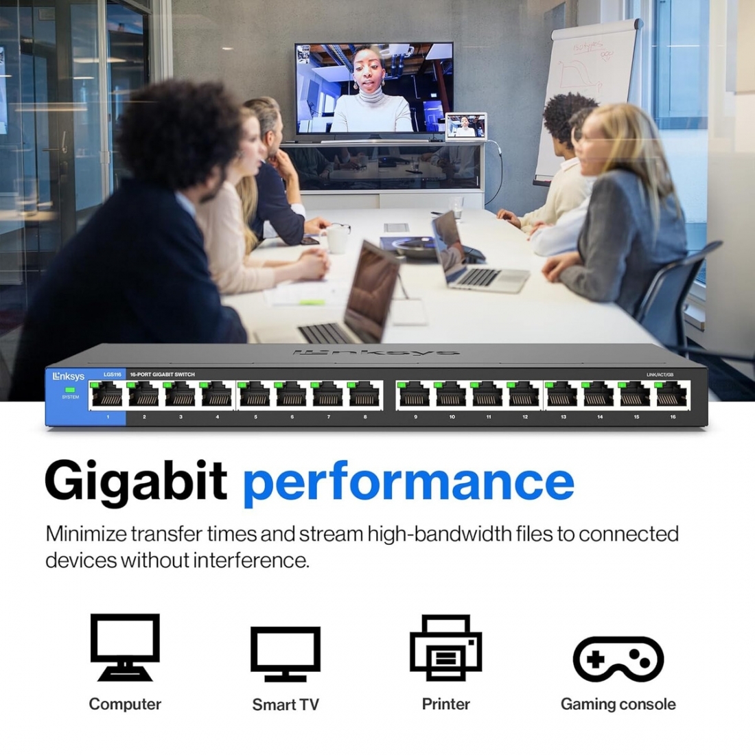 Linksys 16 Port Gigabit Swtich Metalic