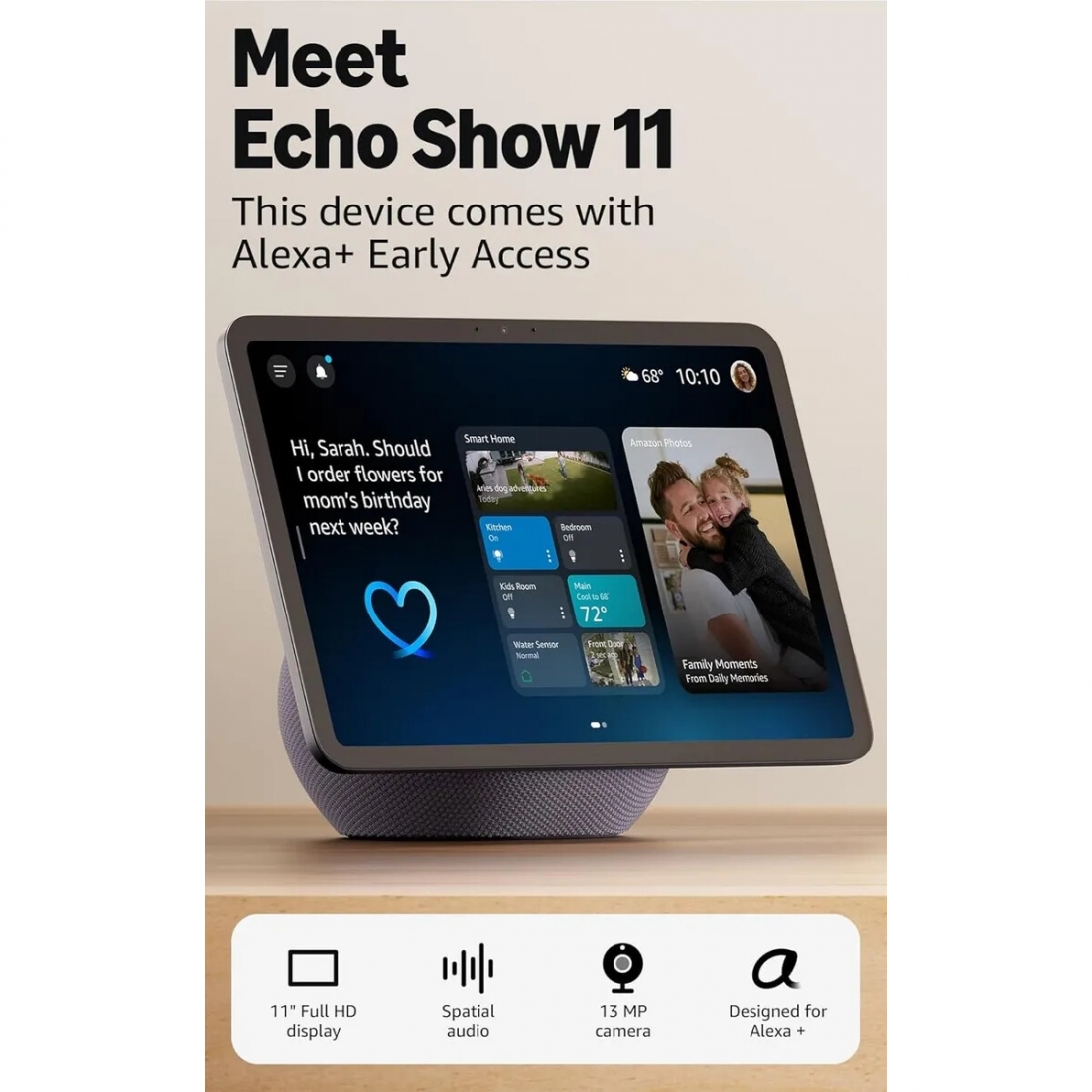 Amazon Echo Show 11 (newest model), Vibrant Full-HD 11 display with mo