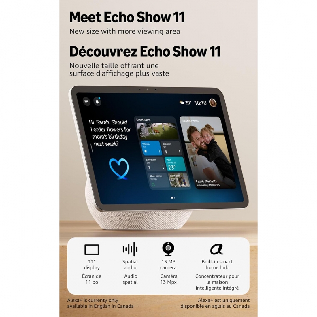 Amazon Echo Show 11 (newest model), Vibrant Full-HD 11 display with mo