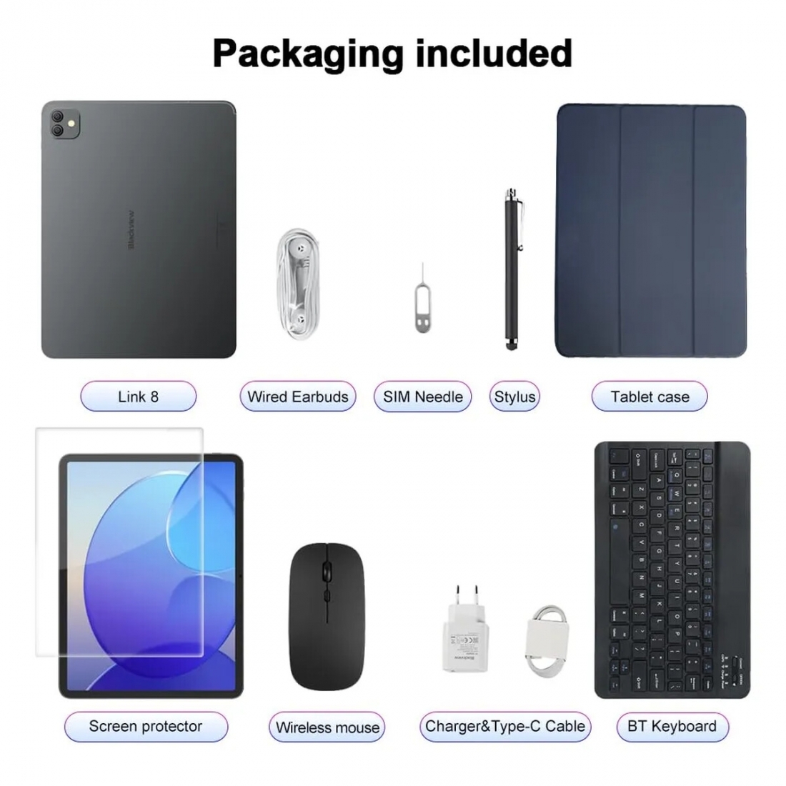 Blackview Tab Link 8 12.7 6+256GB Grey WIFI,Gift set w/ extra Keyboard