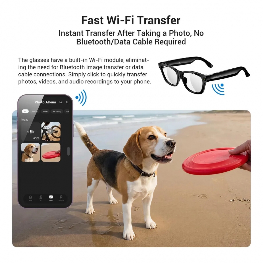 Blackview Smart Sunglasses BV100 - Photo/Video/AI Voice Interaction -B