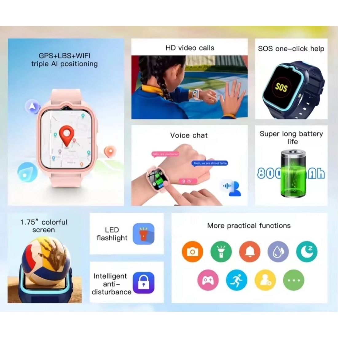 Blackview Smart Watch Z30 for Kids, 1.75, LTE, Camera, GPS, IP68, Vide