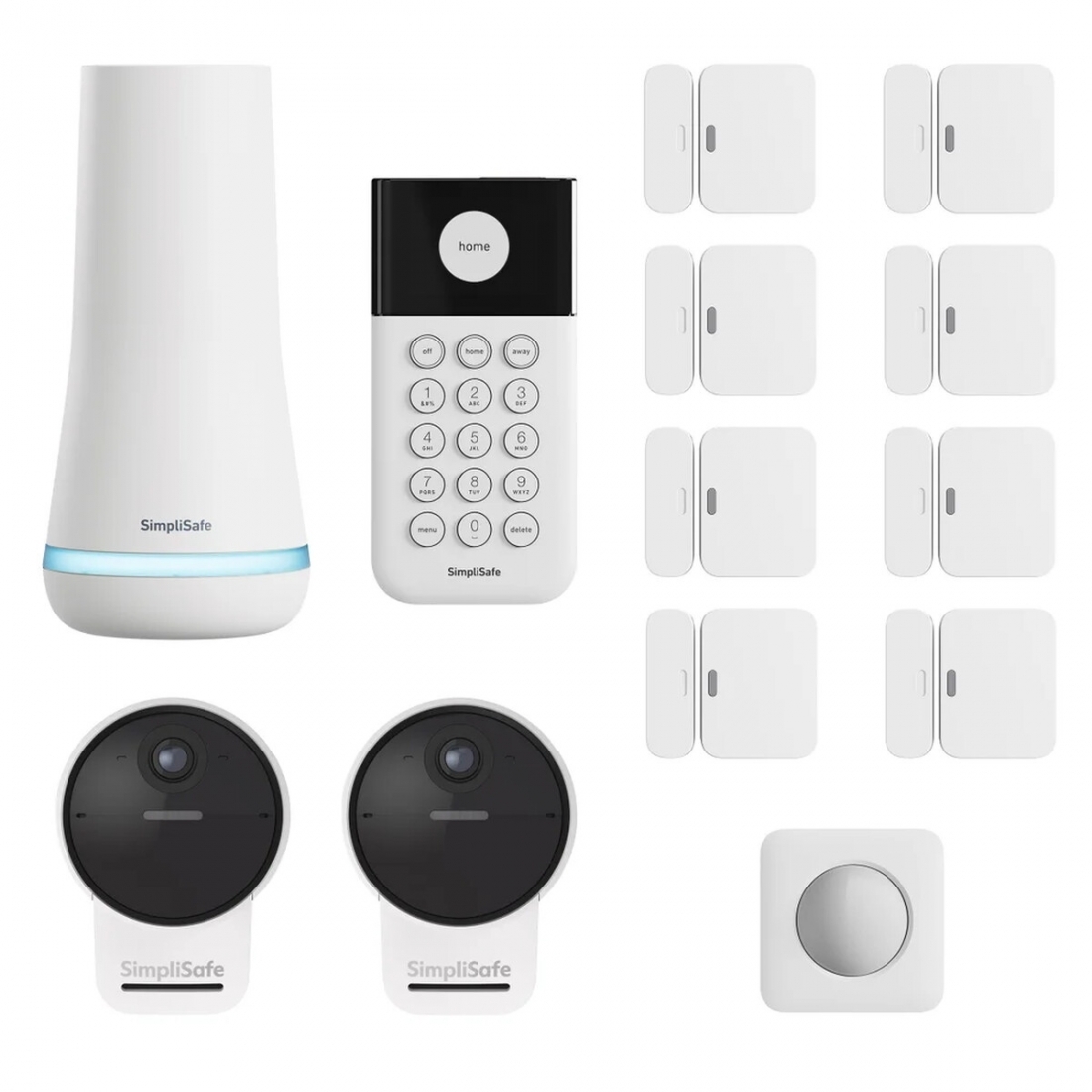 SimpliSafe Security System with 2 Outdoor Camera Series 2, 13-piece