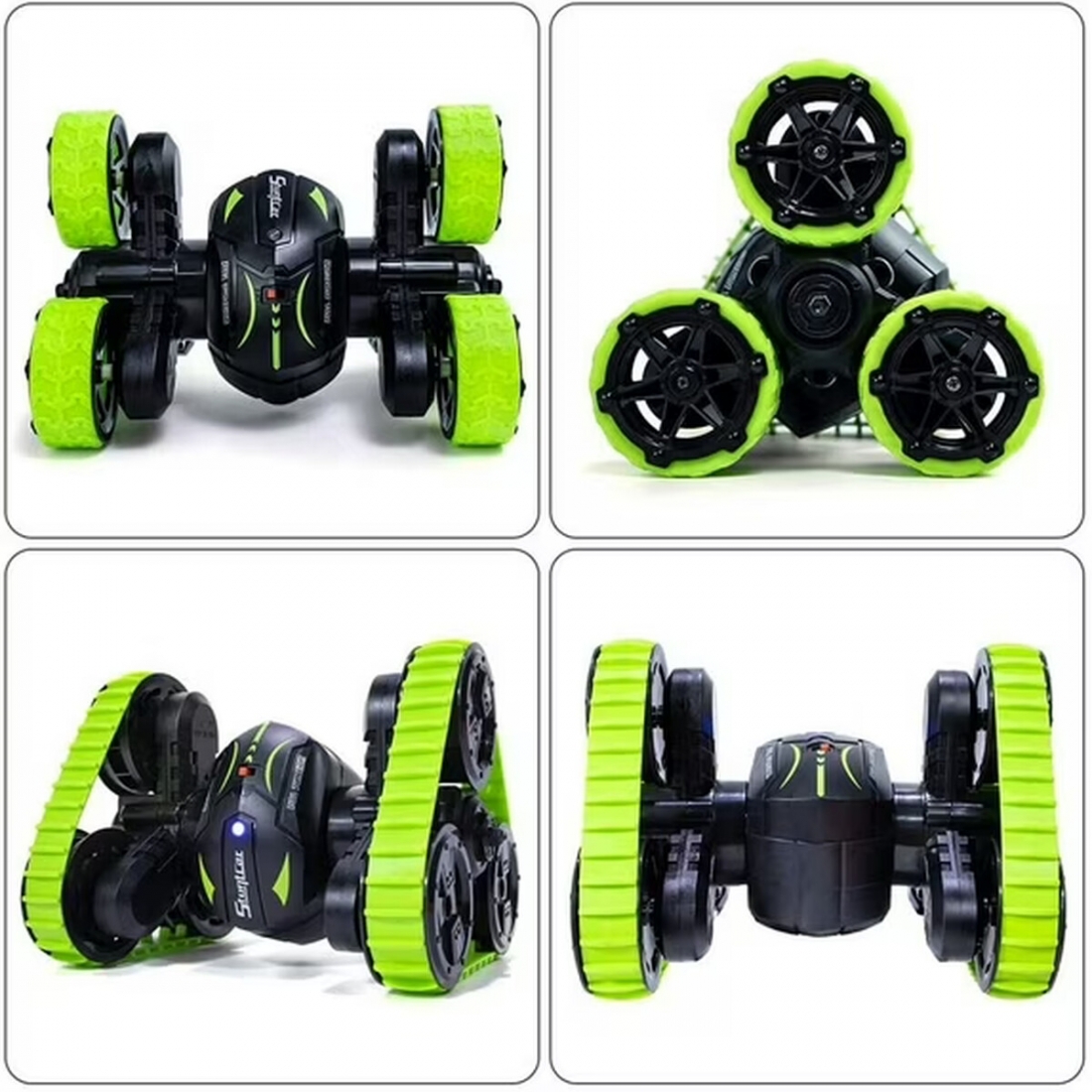 RC Stunt Car 360 Degree, 3 + 3 Wheel Rotation Triangle High Speed Car 