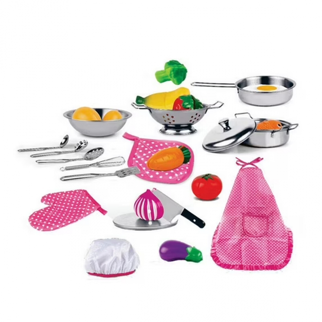 Stainless Steel BOX Kitchen Set and Food Play Kitchen Toys Cooking Set
