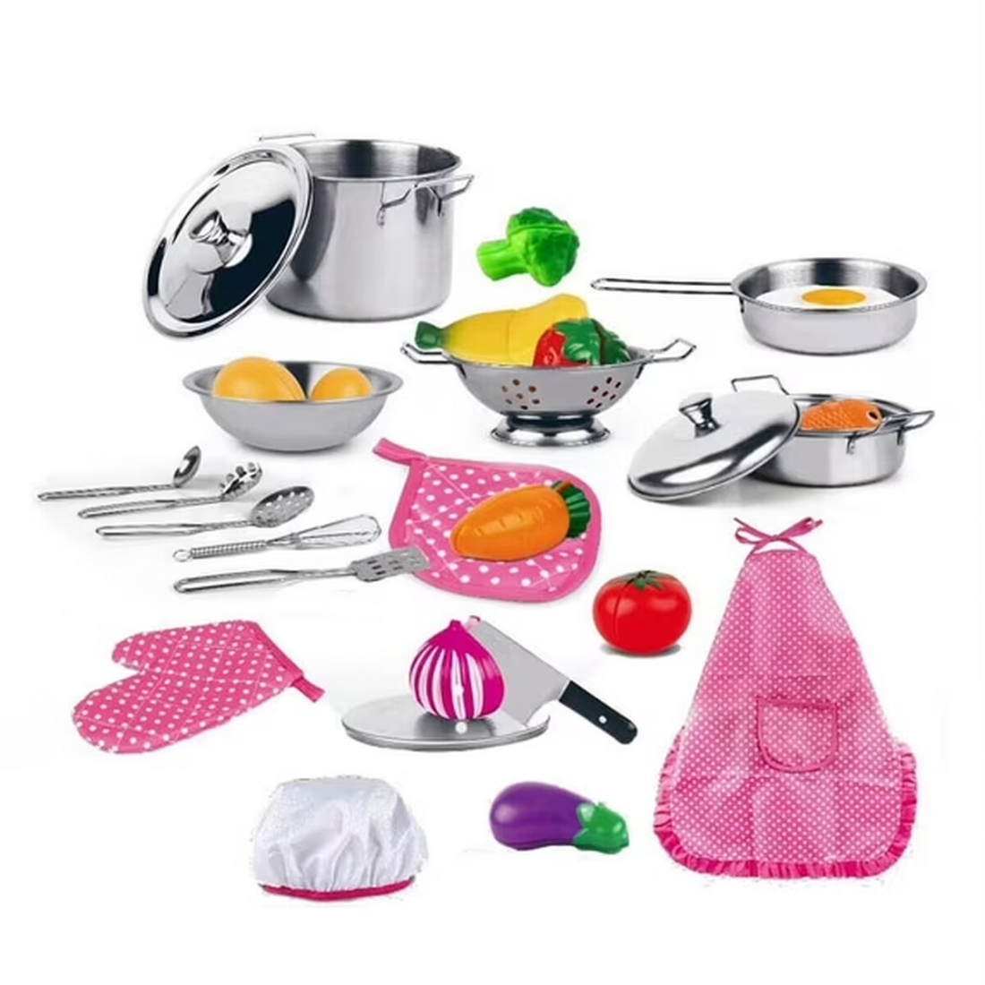 Stainless Steel BOX Kitchen Set and Food Play Kitchen Toys Cooking Set