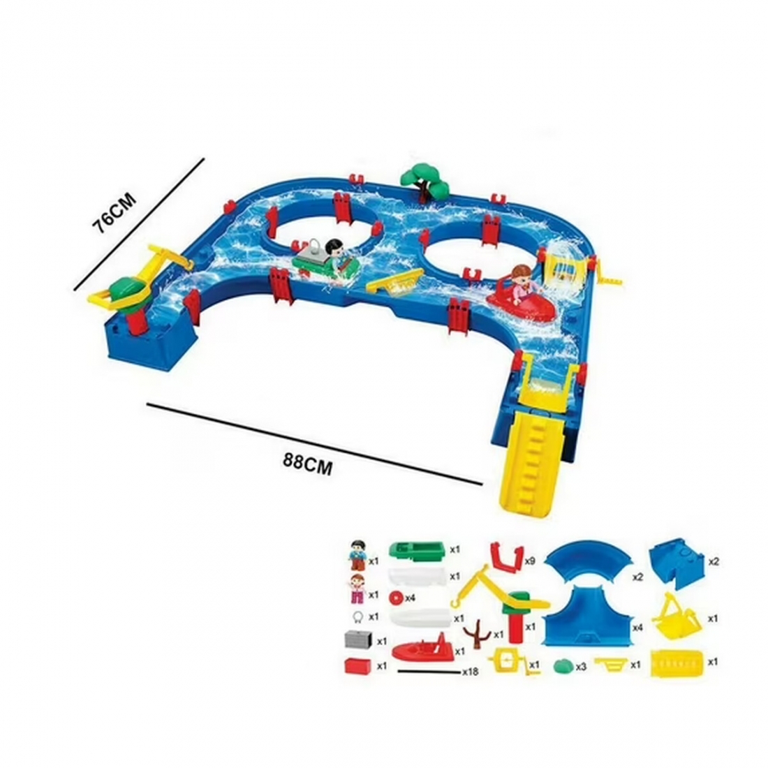 Water Play Set 57 Pcs Water Park W Cargo Boat, Crane and More for Boys