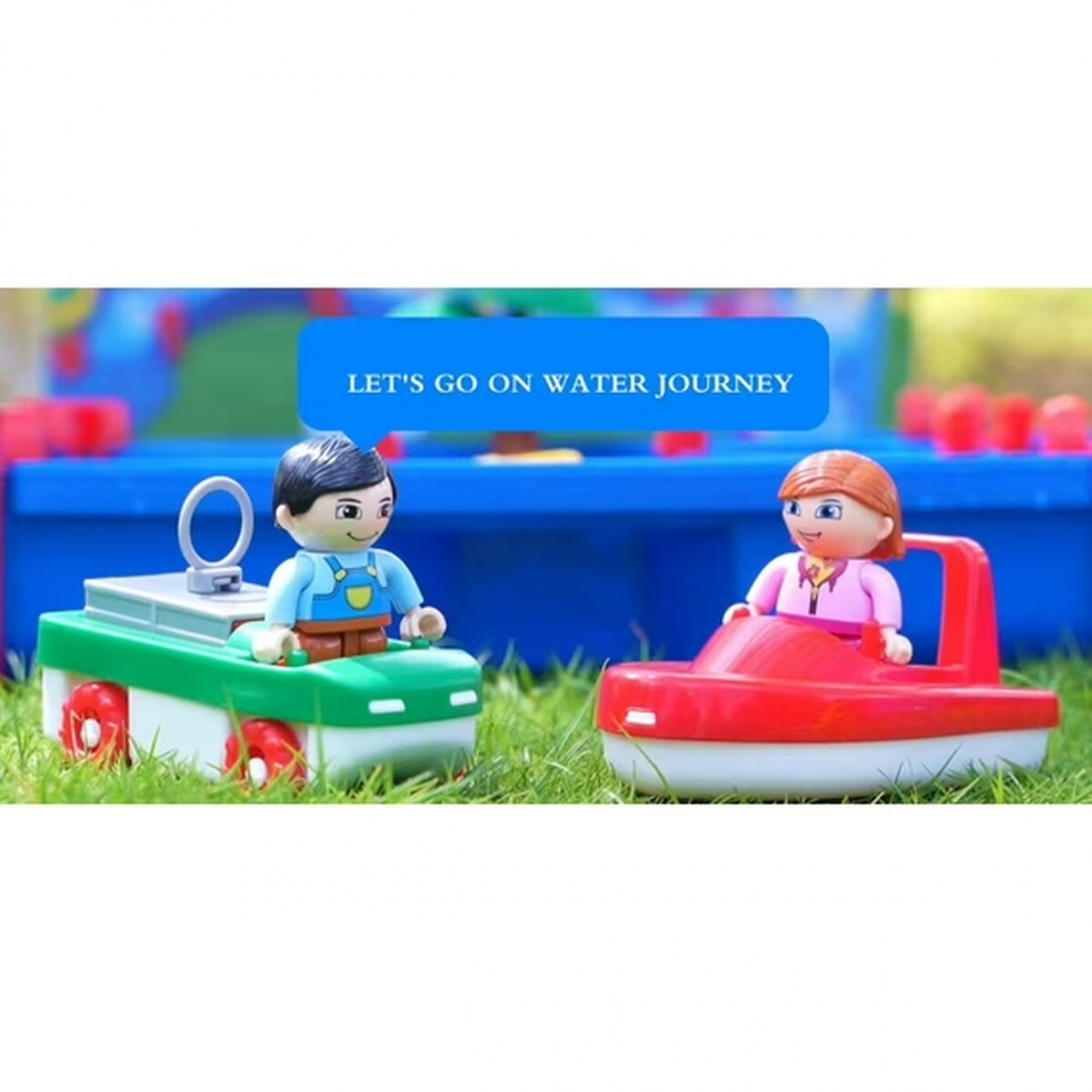 Water Play Set 57 Pcs Water Park W Cargo Boat, Crane and More for Boys