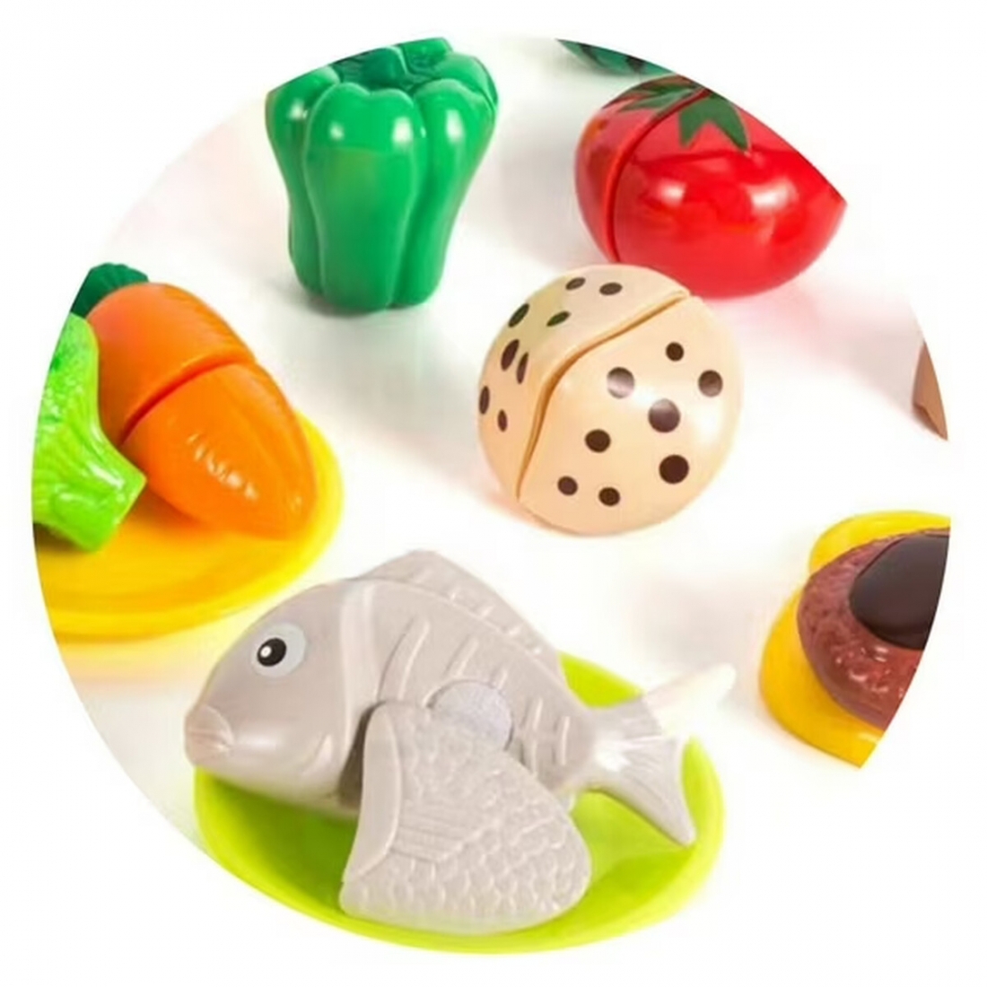 Cutting Food Play Set Toy Storage Barrel, 25 Pieces For Kids +3 Years 