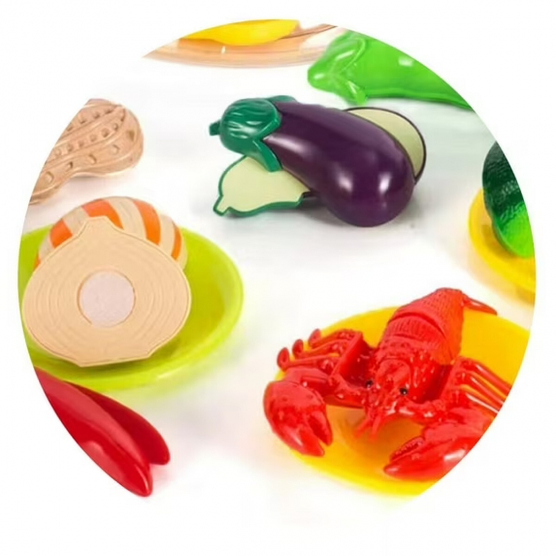 Cutting Food Play Set Toy Storage Barrel, 25 Pieces For Kids +3 Years 