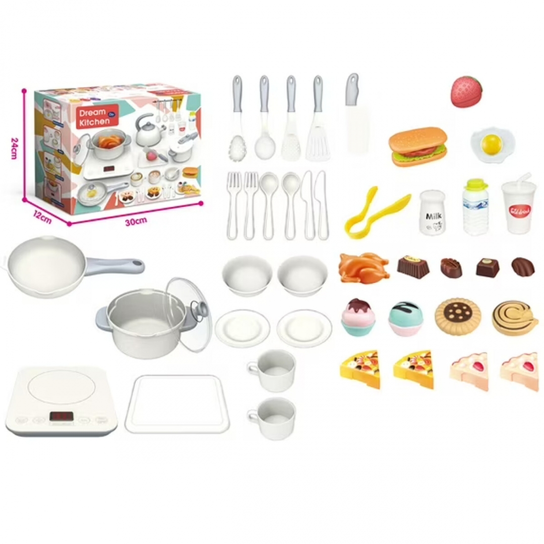 Kitchen Toy Set 45 Pieces Pretend Cooking Playset for Kids for Ages 3+