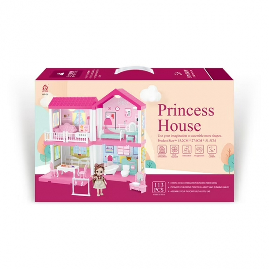Doll Home Toy Girls Pretend Toys Doll Figure with Furniture, Accessori