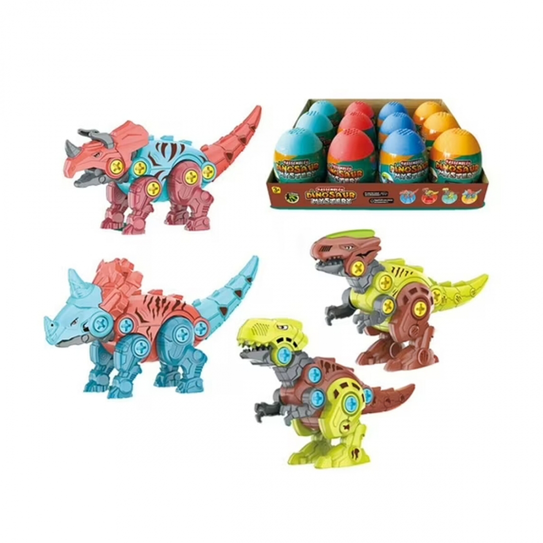 Mundo Toys Set 12 Dinosaur Eggs to Build 4 Different Dinosaurs Easter 