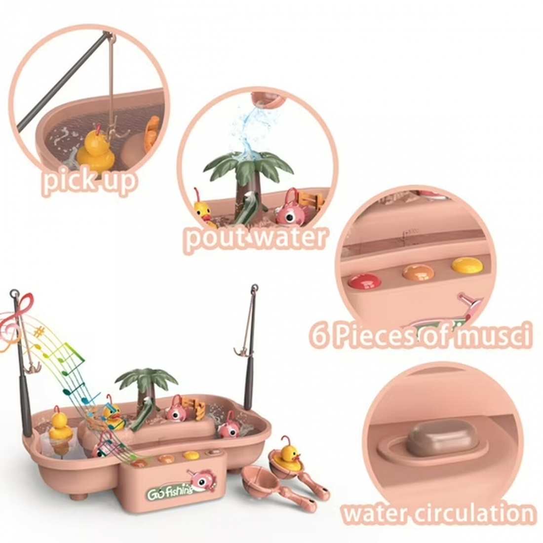 Mundo Toys 21-Piece Fishing Game Play Set with Lights and Music for Ki