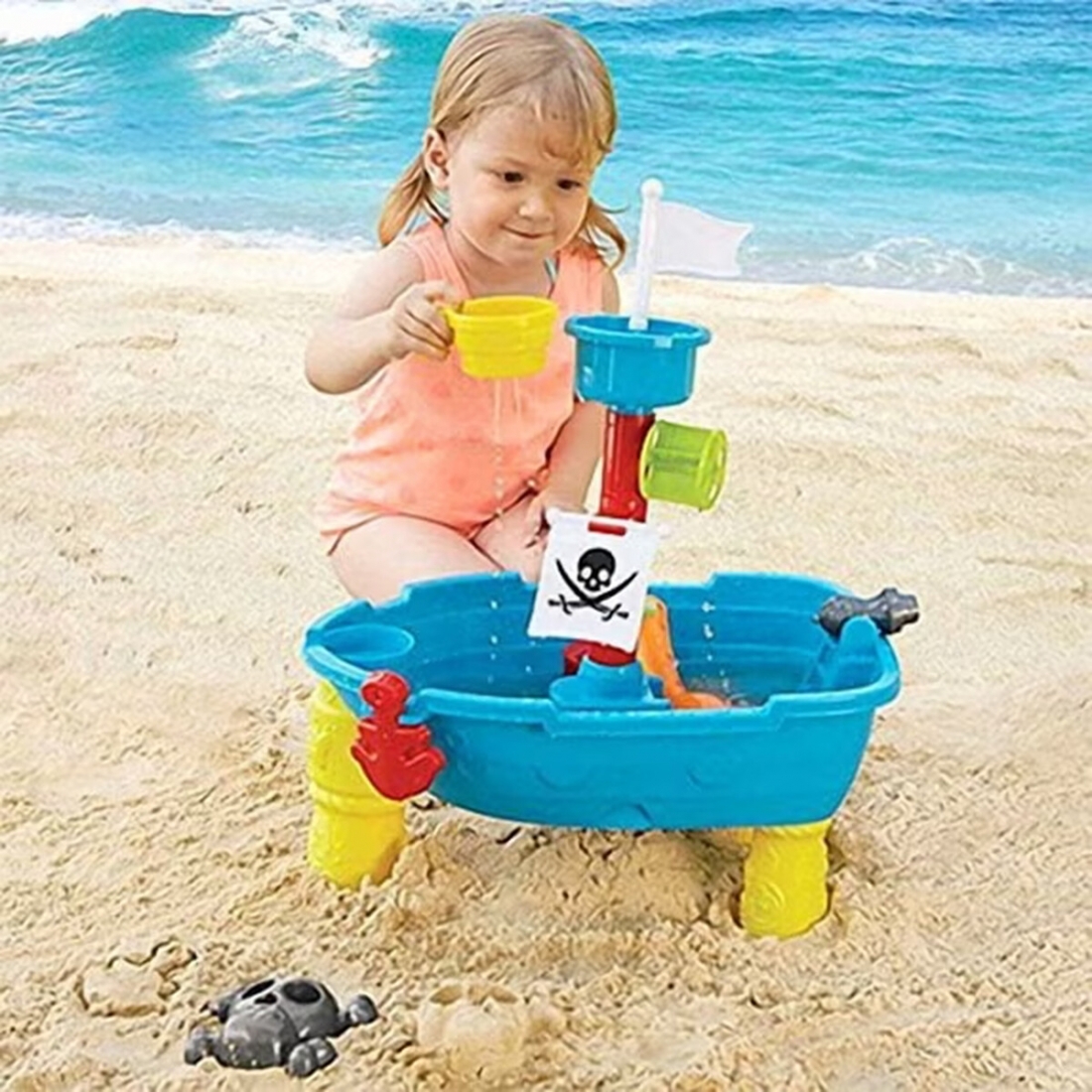 Mundo Toys Pirate Ship Sand & Water Table with 21 Accessories, Outdoor