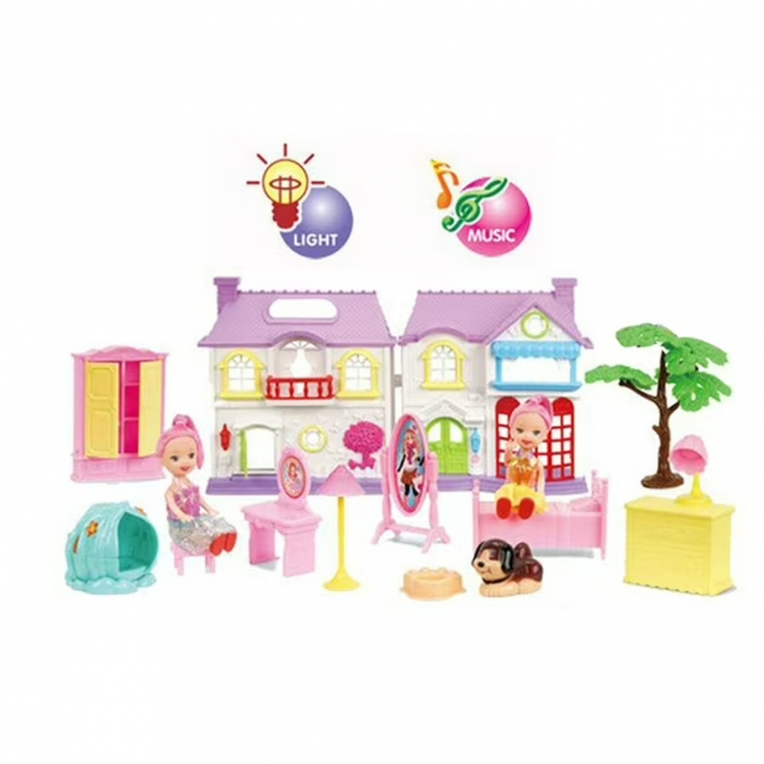 Mundo Toys Dollhouse Villa with Furniture Accessories W /Light, Bell S
