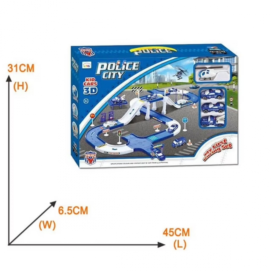 Police City Track Playset with Garage and Car Wash for Ages 3-5