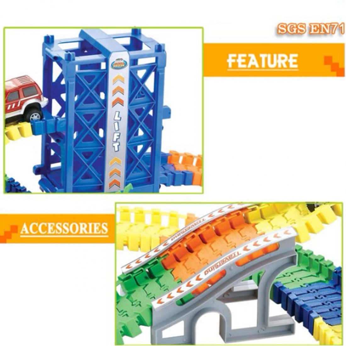 Mundo Toys Race Track Vehicle Playset with Lift Tower, Motorized Car &