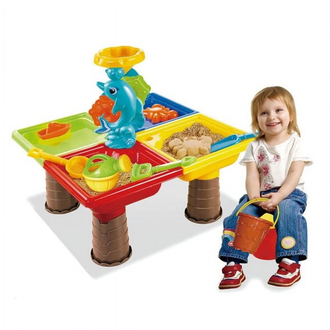 Beach Toys Sand and Water Activity Table Set 25pcs w/dolphin Ideal for