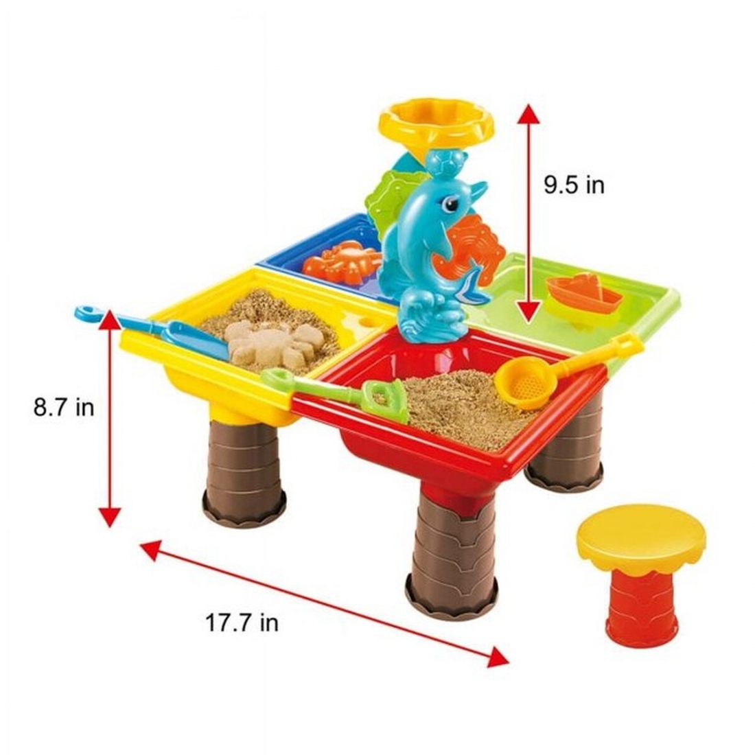 Beach Toys Sand and Water Activity Table Set 25pcs w/dolphin Ideal for