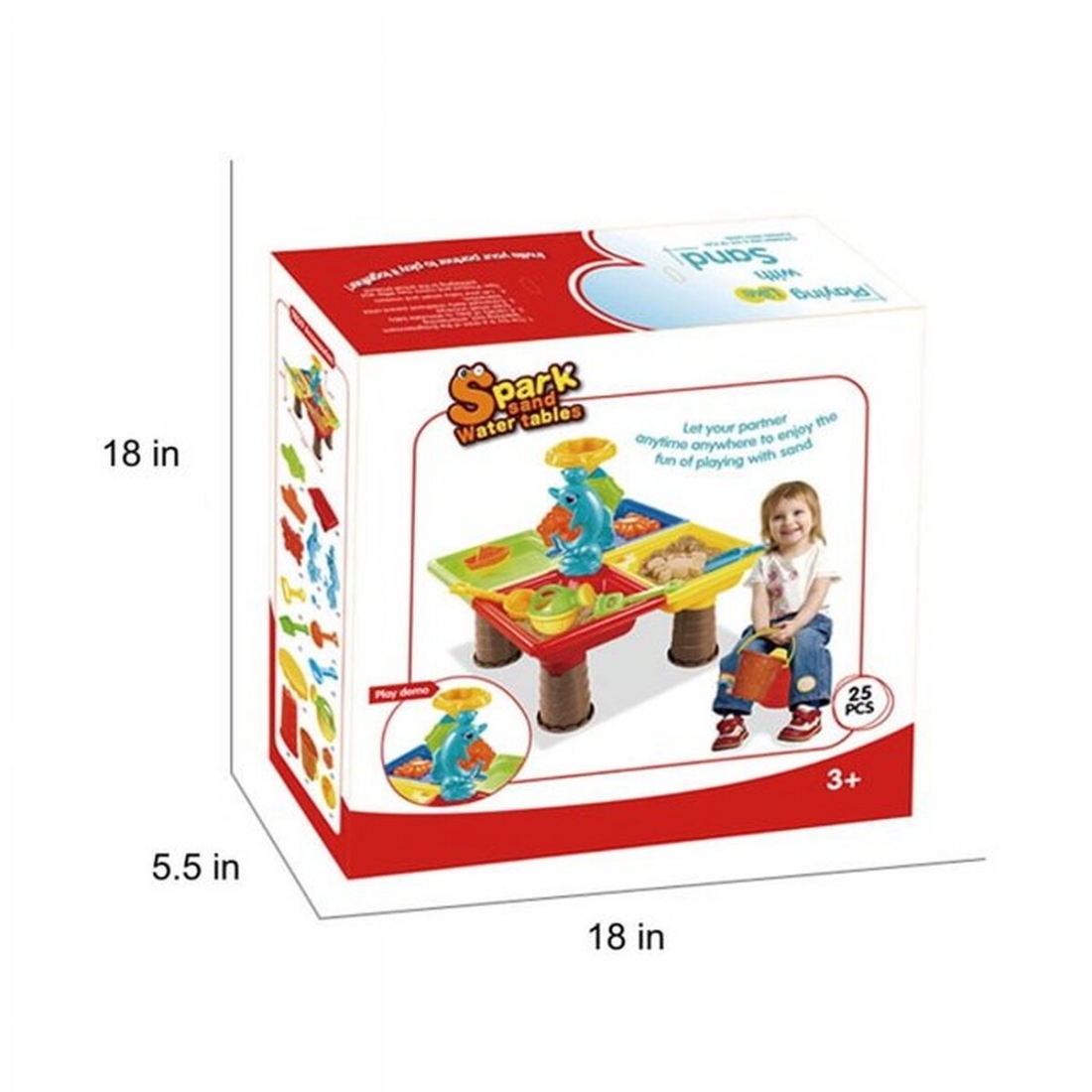 Beach Toys Sand and Water Activity Table Set 25pcs w/dolphin Ideal for