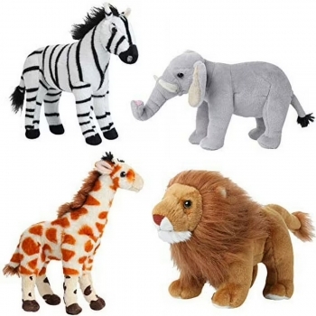 Set 4 Animales Safari De Peluche 12 Pulgadas