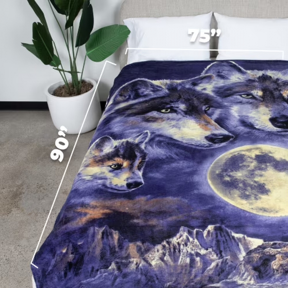 Manta Fleece Lobo Luna Full Queen 75x90 Suave